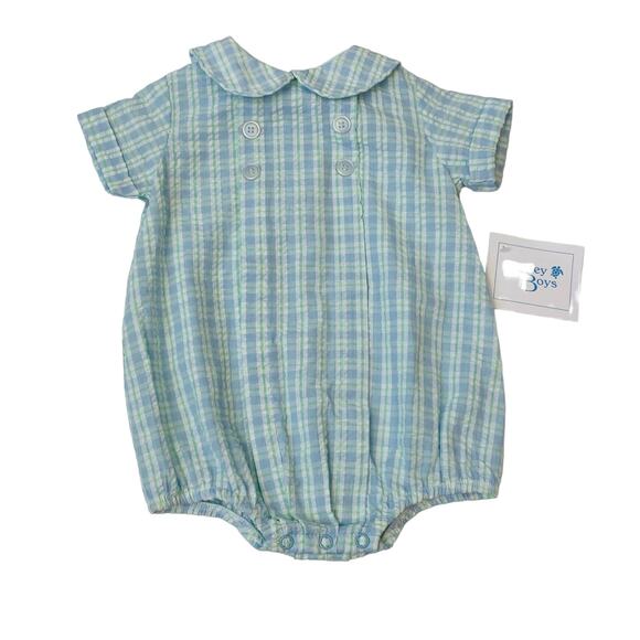 NWT Bailey Boys 3M Retreat Seersucker Dressy Bubble Shortall - Picture 1 of 6